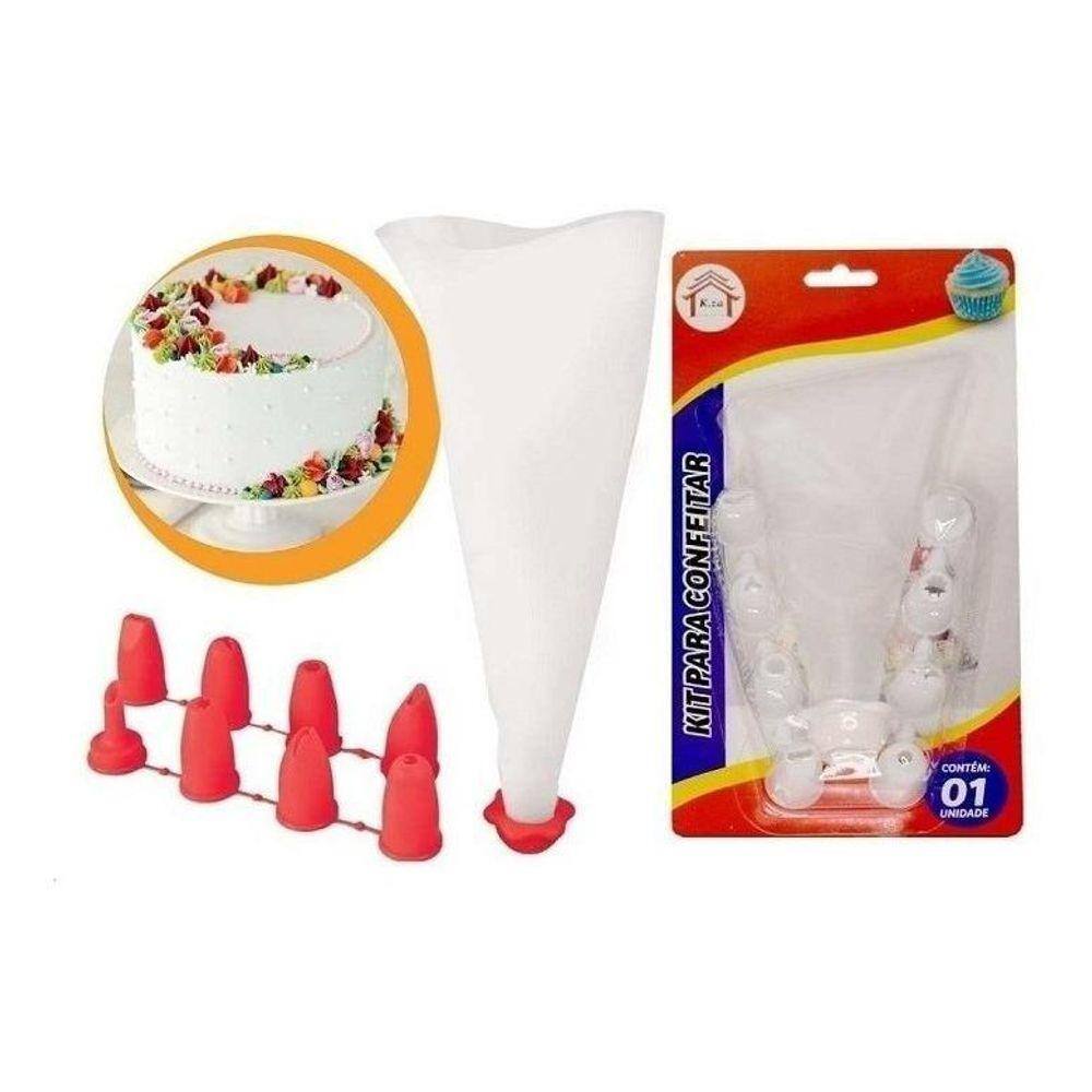 Conjunto Para Confeitar 8 Bicos + Saco Decorador