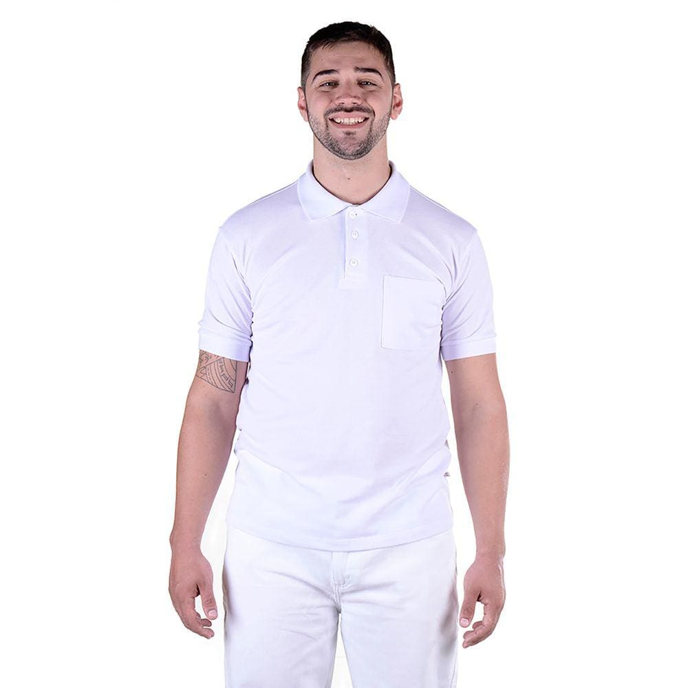 Camisa Uniforme Gola Polo de Piquet - Branca