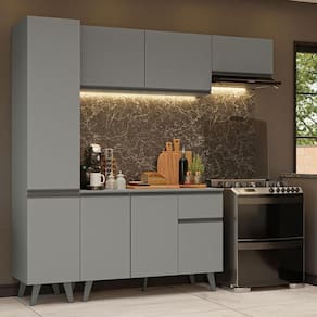 Armário De Cozinha Completa 220cm Cinza Nice Madesa 01 Cinza