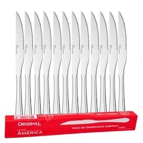 Kit Faca de Churrasco Aço Inox 12 Unidades