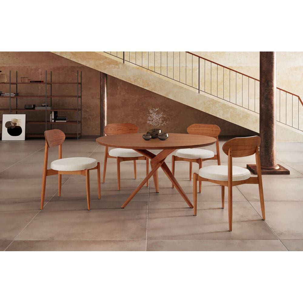 Sala de Jantar Redonda 4 Cadeiras 1,35m - Aiko - Espresso Móveis