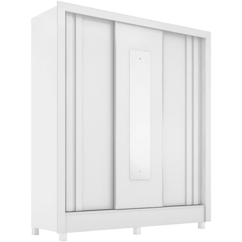 Guarda Roupa Casal Espelho 3 PT Correr 32120 Branco Demobile