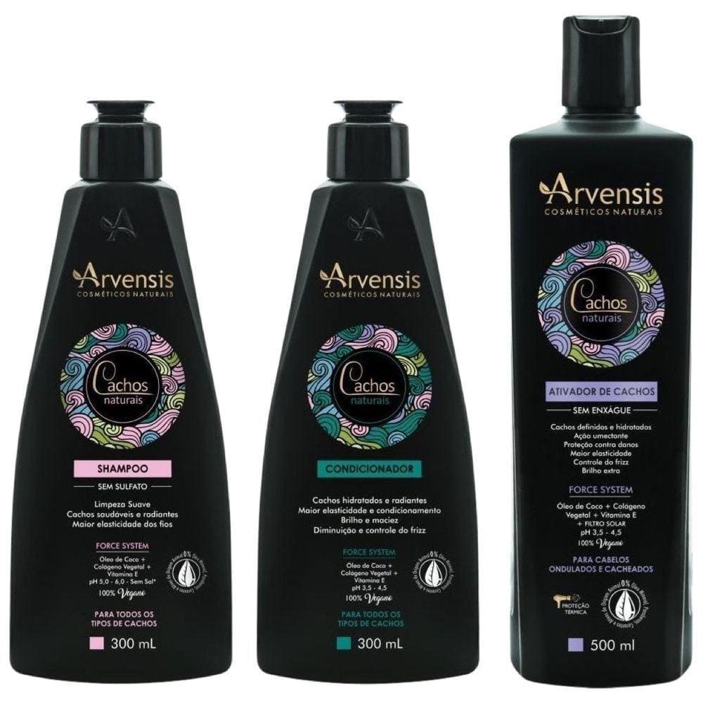 Kit Arvensis Shampoo E Condicionador 2x300ml Ativador De Cachos 500ml