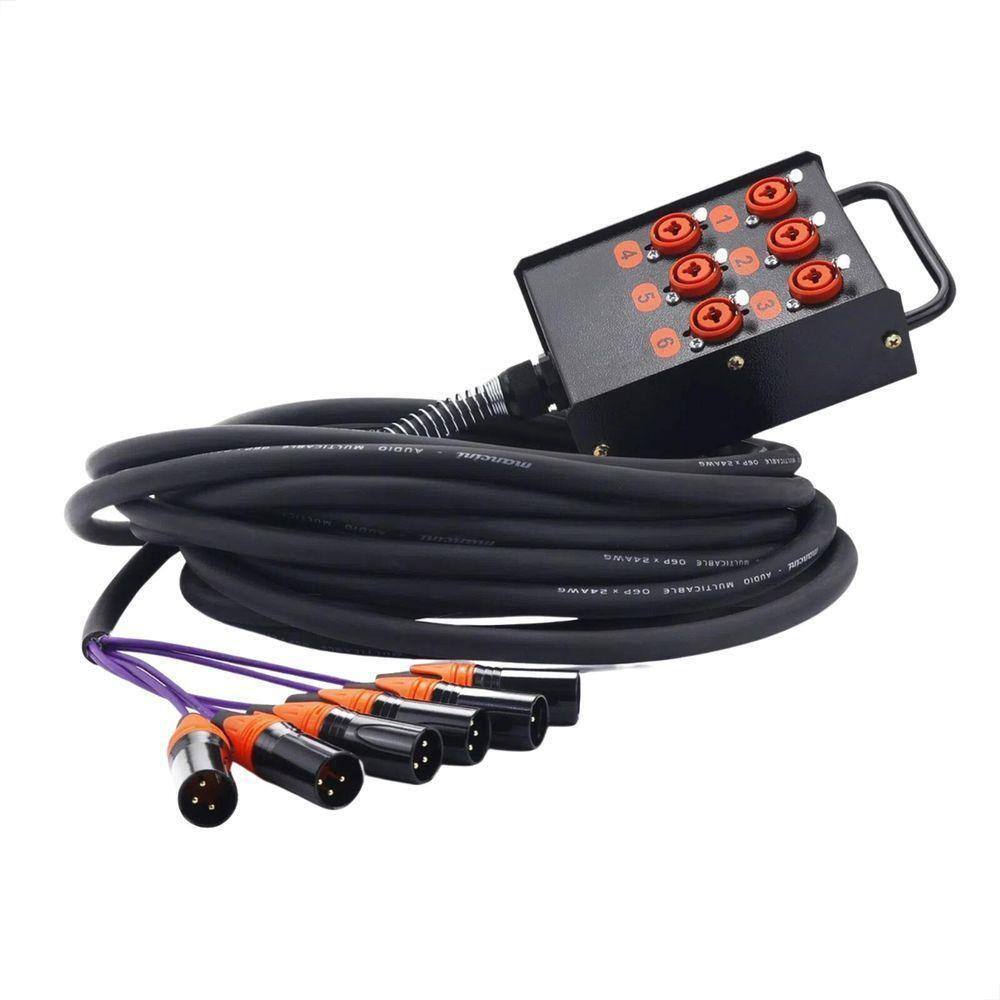 Medusa 6 Vias Montada Com Conectores Profissionais 11 Metros