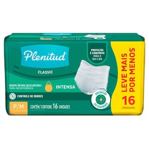 Roupa Íntima Plenitud Classic Tamanho P/M 16 Unidades Leve Mais Por Menos