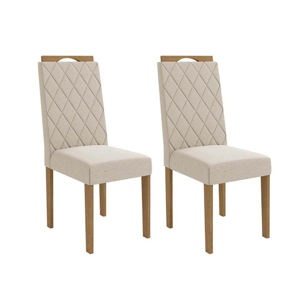 Kit 2 Cadeiras Sala Jantar 2CAD152 2 Un Freijó - Assento/Encosto Linho Caqui A040 - Kappesberg