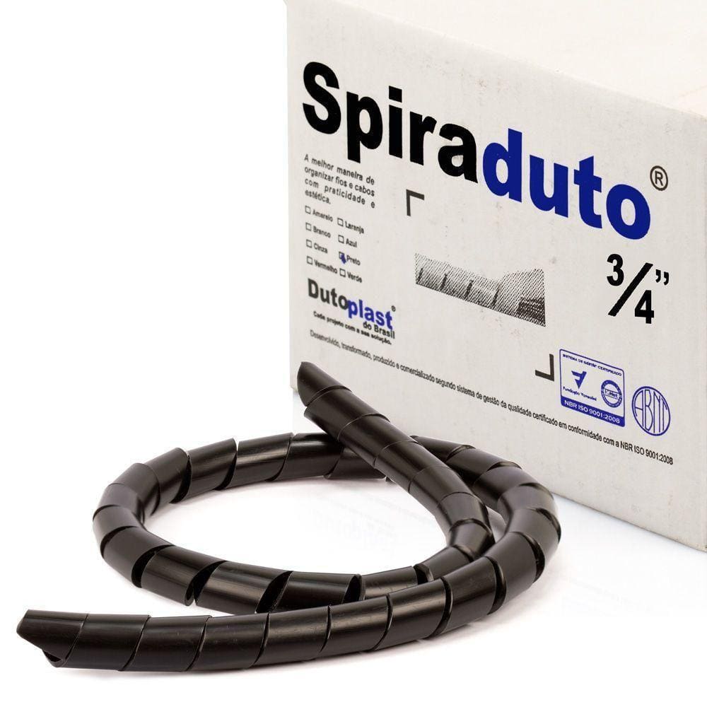 Organizador Fios E Cabos Spiraduto 3-4 Preto - 3 Metros