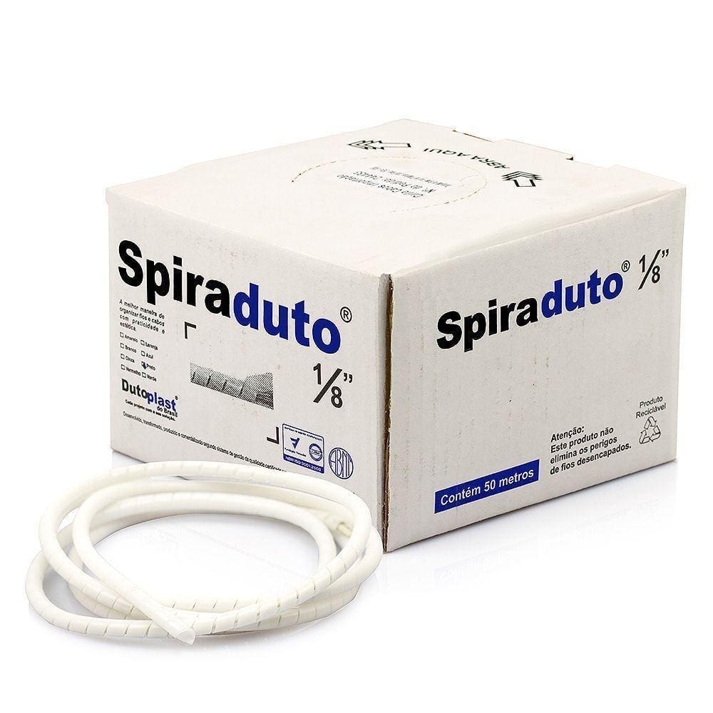 Organizador De Fios E Cabos Spiraduto 1-8 Branco - 20 Metros