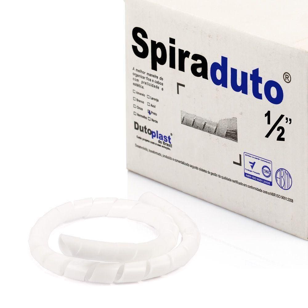 Organizador Fios E Cabos Spiraduto 1-2 Branco - 25 Metros