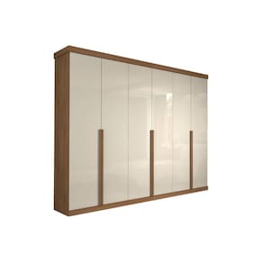 Guarda Roupa Casal 6 Portas e 6 Gavetas Guarapari Avelã/Off White - Panan