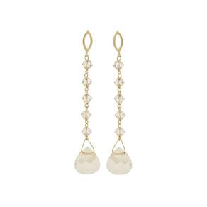 Brincos de ouro 18k pendentes de cristais dourados J26065