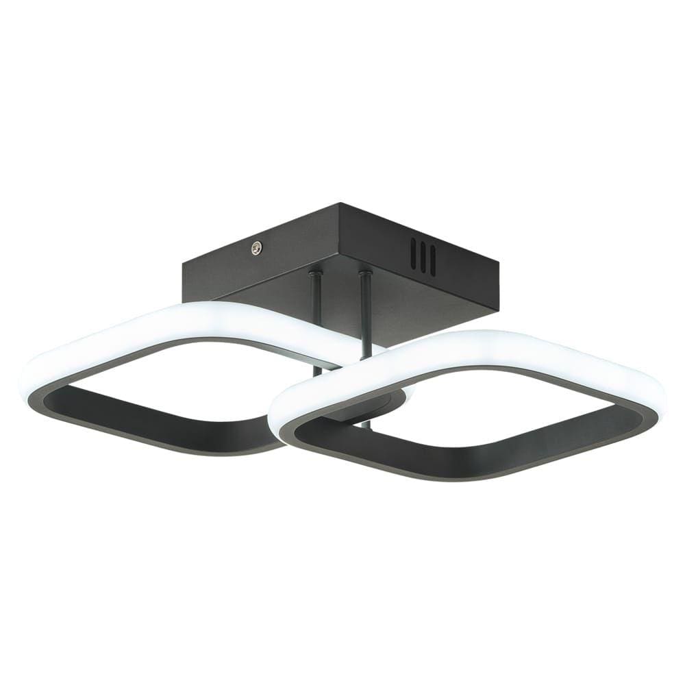 Plafon Selene Quadrado Preto 37cm Led 20W 3 em 1 Bivolt