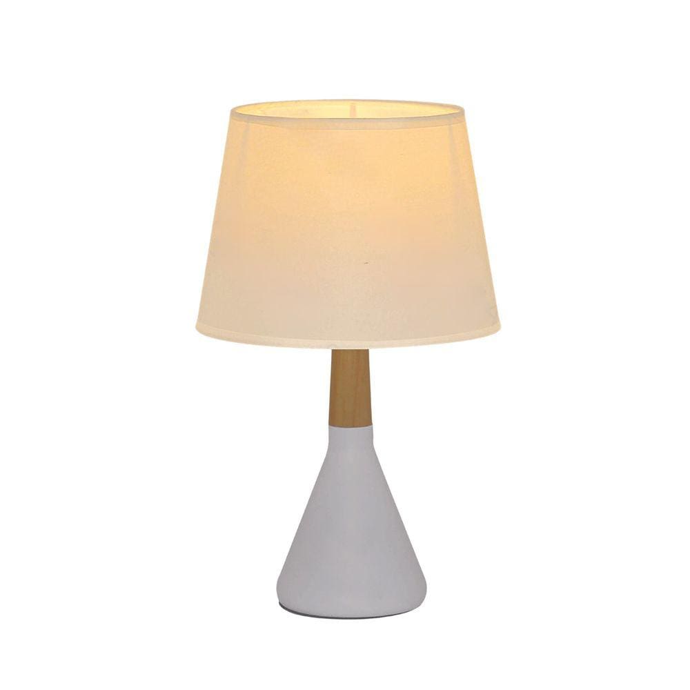 Luminária de Mesa Abajur de Metal Branco com Cúpula Branco 34cm 1E27