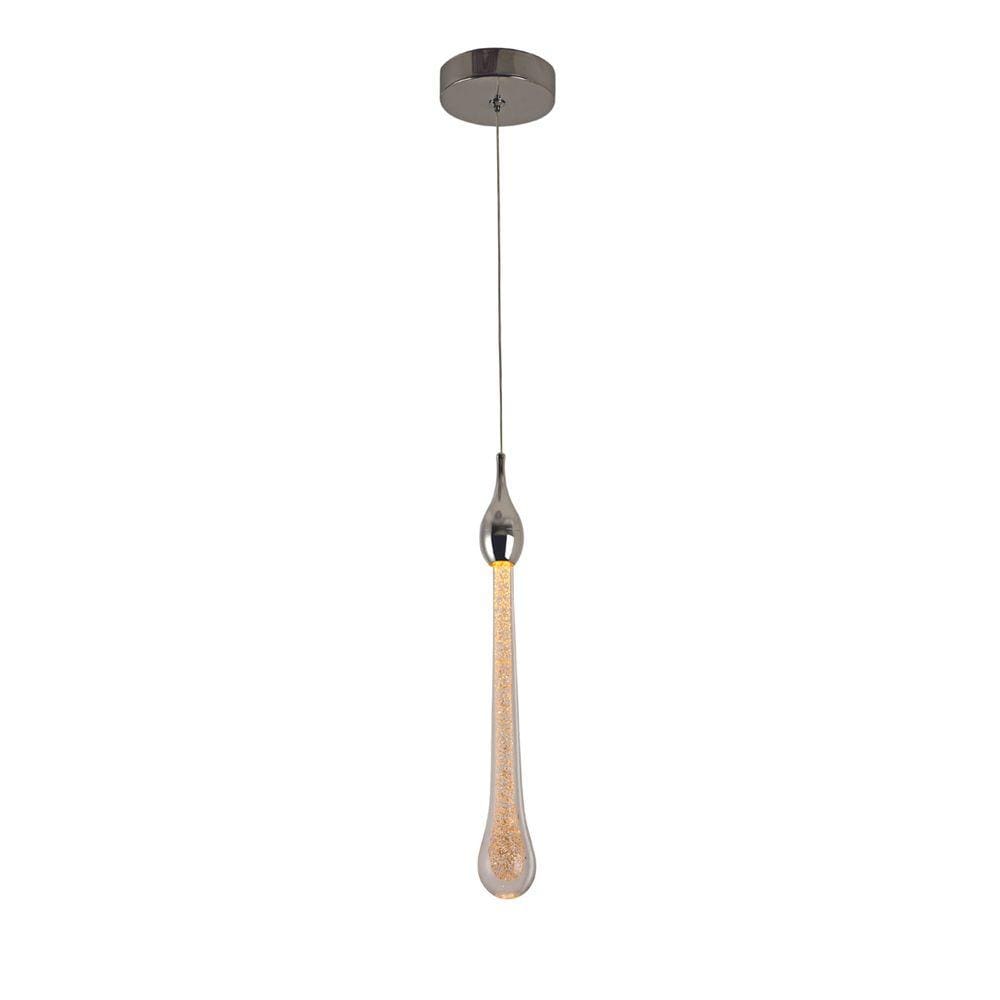 Pendente Gota Cristal Cromado 30cm Led 5W 3000K Bivolt