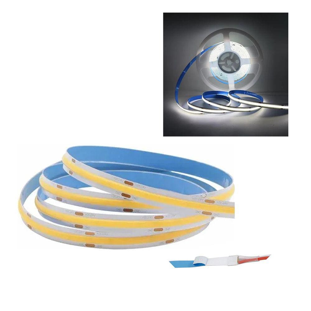 Fita de Led COB 6500K 12v Rolo 50 metros 10w Sala Quarto Cozinha Ambiente Teto Rebaixado Gesso