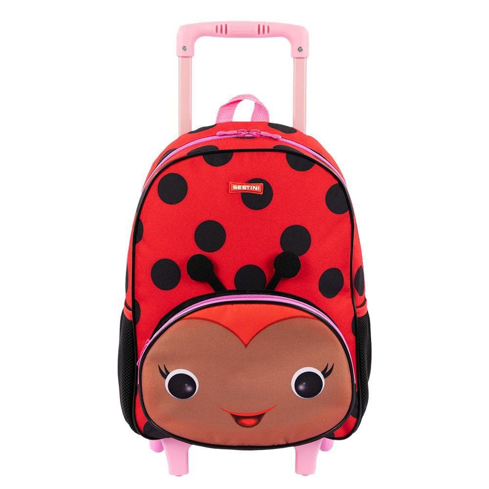 Mochila de Rodinhas Média Sestini Kids X Joaninha Vermelho