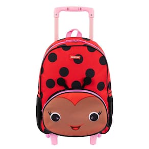 Mochila de Rodinhas Média Sestini Kids X Joaninha Vermelho