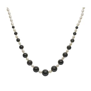 Colar Pérola Água Doce pedra onix degrade 53cm Prata 925