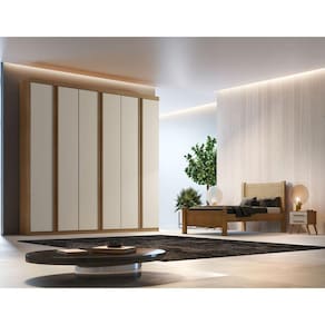 Guarda Roupa Casal 6 Portas 4 Gavetas - Filadélfia-Imbuia/Off White - Móveis Rufato