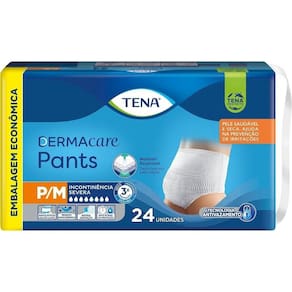 Fralda Descartável Adulto Tena Pants Dermacare Mega P/M - 4 Pacotes com 24 Fraldas - Total 96 Tiras