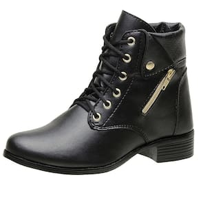 Coturno Bota Botinha Feminina Casual Cadarço Detalhe Ziper Cano Curto Lançamento Inverno