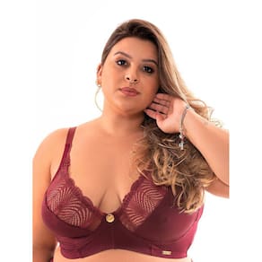 Sutiã IMI Lingerie Sem Bojo Reforçado Plus Size Conforto Renda Bell Vinho