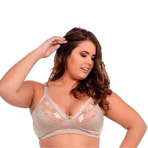 Sutiã IMI Lingerie Sem Bojo Reforçado Plus Size Conforto Renda Bell Bege