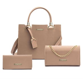Kit Bolsa Feminina Handbag Castelo Com Bolsa de Mão Clutch Alça Corrente e Carteira