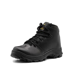 Bota Coturno Couro Masculino Motoqueiro Adventure Tratorada Cadarço Palmilha Espumada