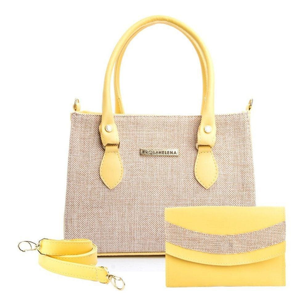 Kit Bolsa Handbag Quadrada Feminina Alça Fixa e Removivel Candy Colors Ziper Com Carteira