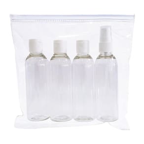 4 Kit Viagem 4 Frasco Spray Ft Shampoo Creme Sabonete 100ml