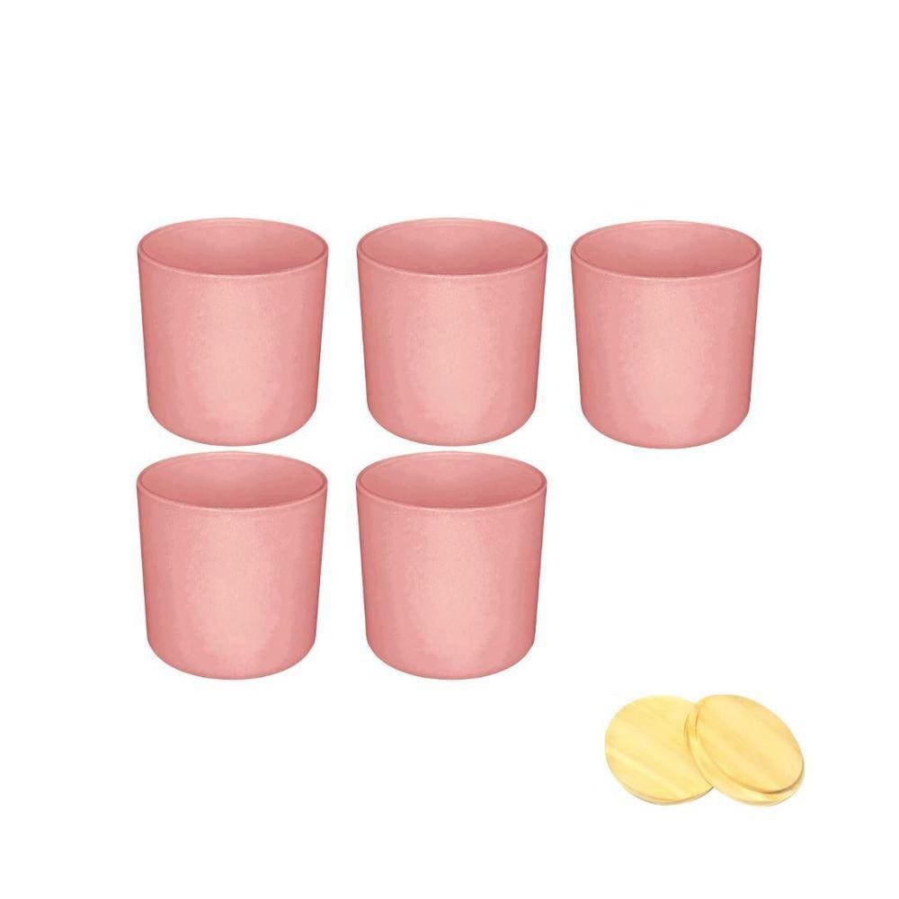 Kit Potes De Vidro Patê Rosa Jateado C/Tampa 220Ml