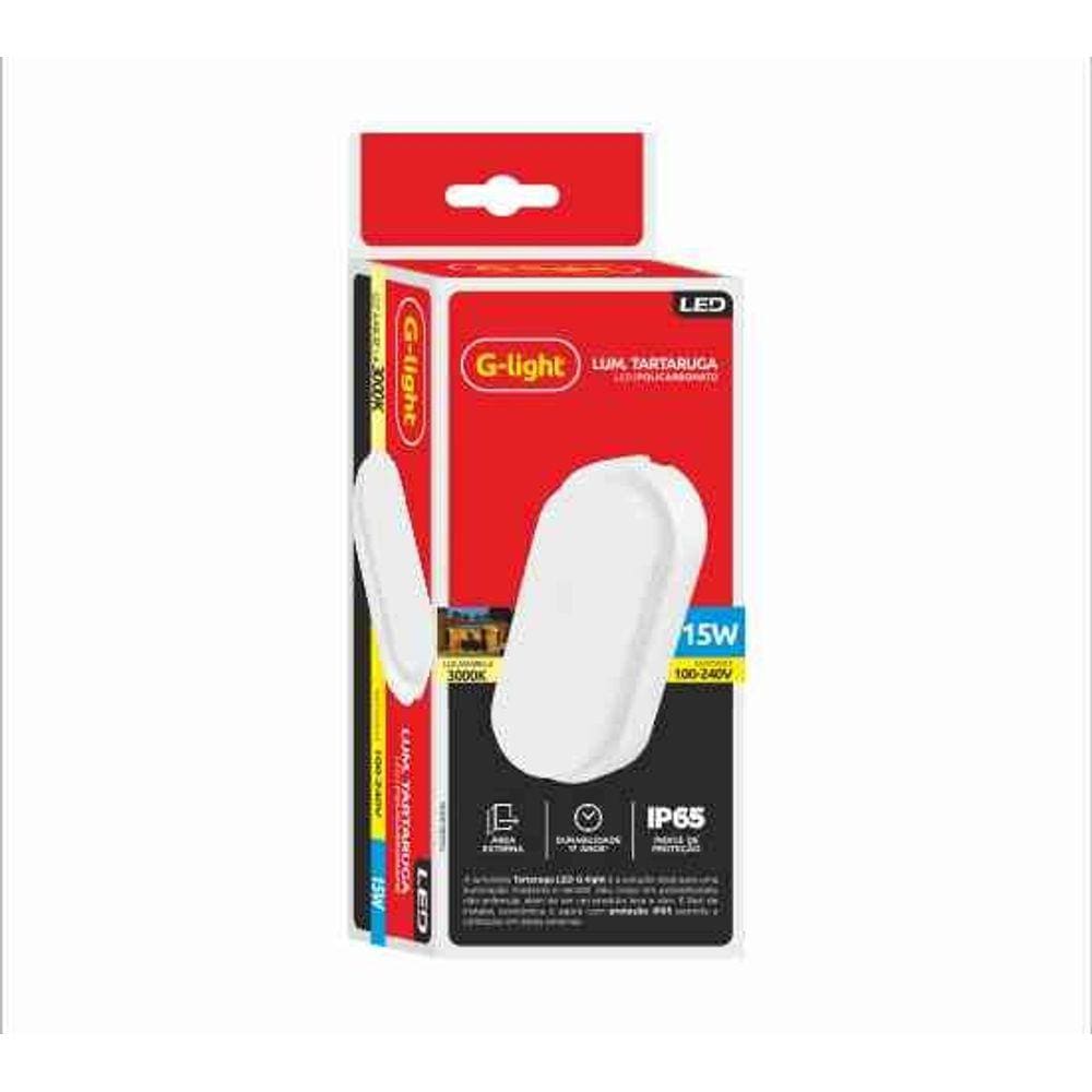 Luminária Tartaruga Led 15w Glight Branca Ip65 3000K