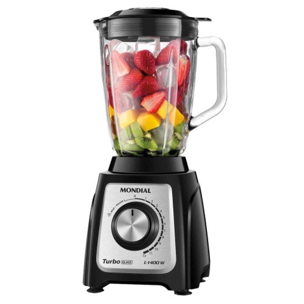Liquidificador Mondial L-1400-GI Turbo Glass Jarra de Vidro PT INX 1400W
