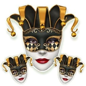 Kit Painel Decoração Carnaval Arlequina Preta e Dourada c/03 pçs