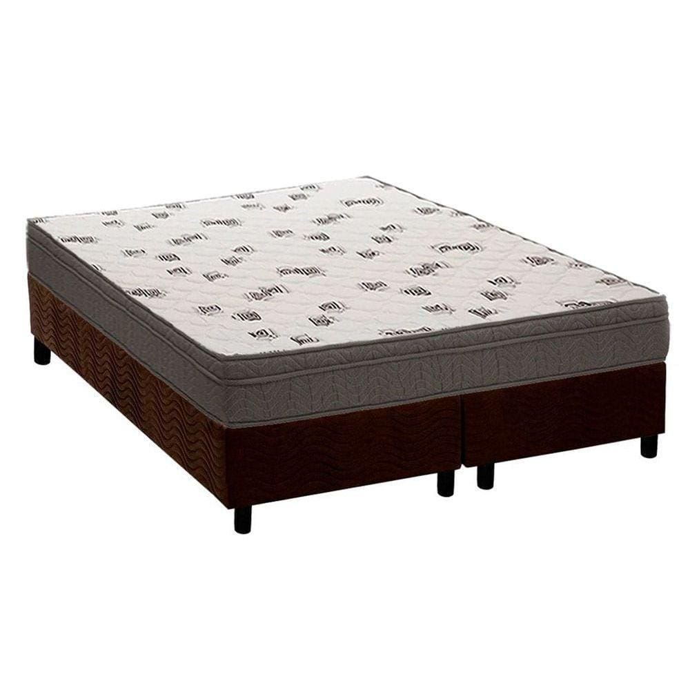 Cama Box King: Colchão Espuma D45 Ortobom Light Saúde Ortopilow + Base CRC Suede Brown(186x198)