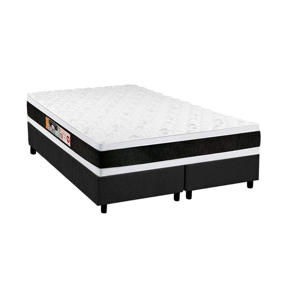 Cama Box King: Colchão Espuma D45 Castor Black e White AIR Double Face + Base CRC Suede Gray(193x203)