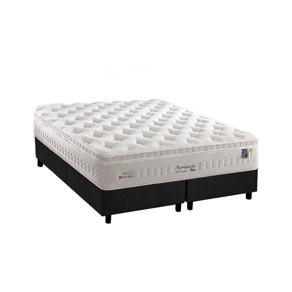 Cama Box King: Colchão Molas Ensacadas Anjos MasterPocket Impressione + Base CRC Suede Gray(193x203)