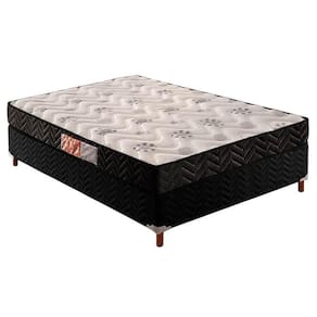 Cama Box Casal: Colchão Espuma D45 Paropas Pasquale Black + Base CRC Suede Black(138x188)