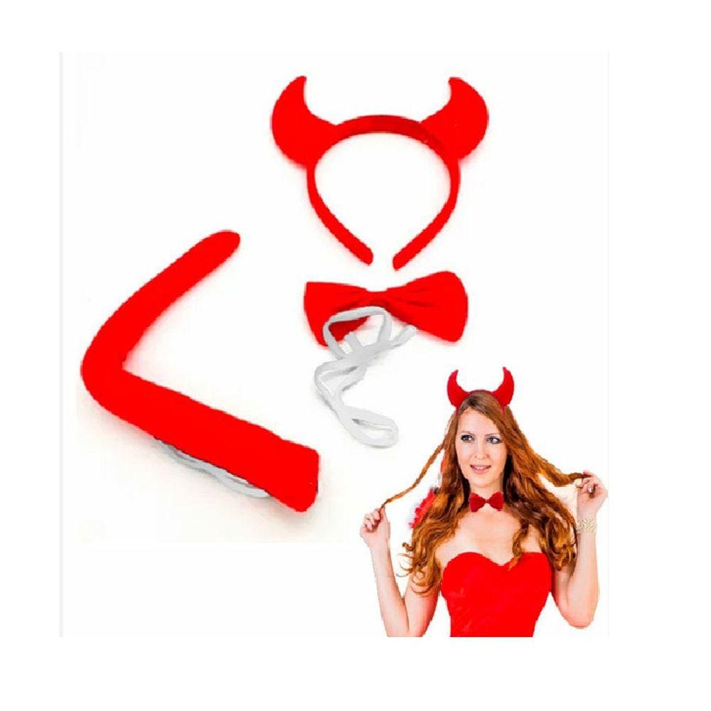 Kit 3 pçs Animais Tiara Gravata Rabo Tigresa onça Carnaval