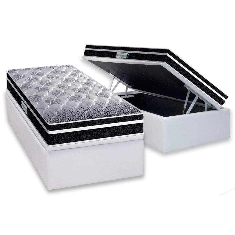 Cama Box Baú Solteiro: Colchão Anatômico Probel D33/EP ProDormir Advanced Tech1500 Plus + Base CRC Courano White(88x188)