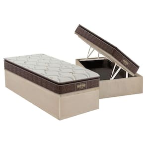 Cama Box Baú Solteiro: Colchão Ortopédico Probel Guarda Costas Extra Firme + Base CRC Suede Clean(88x188)