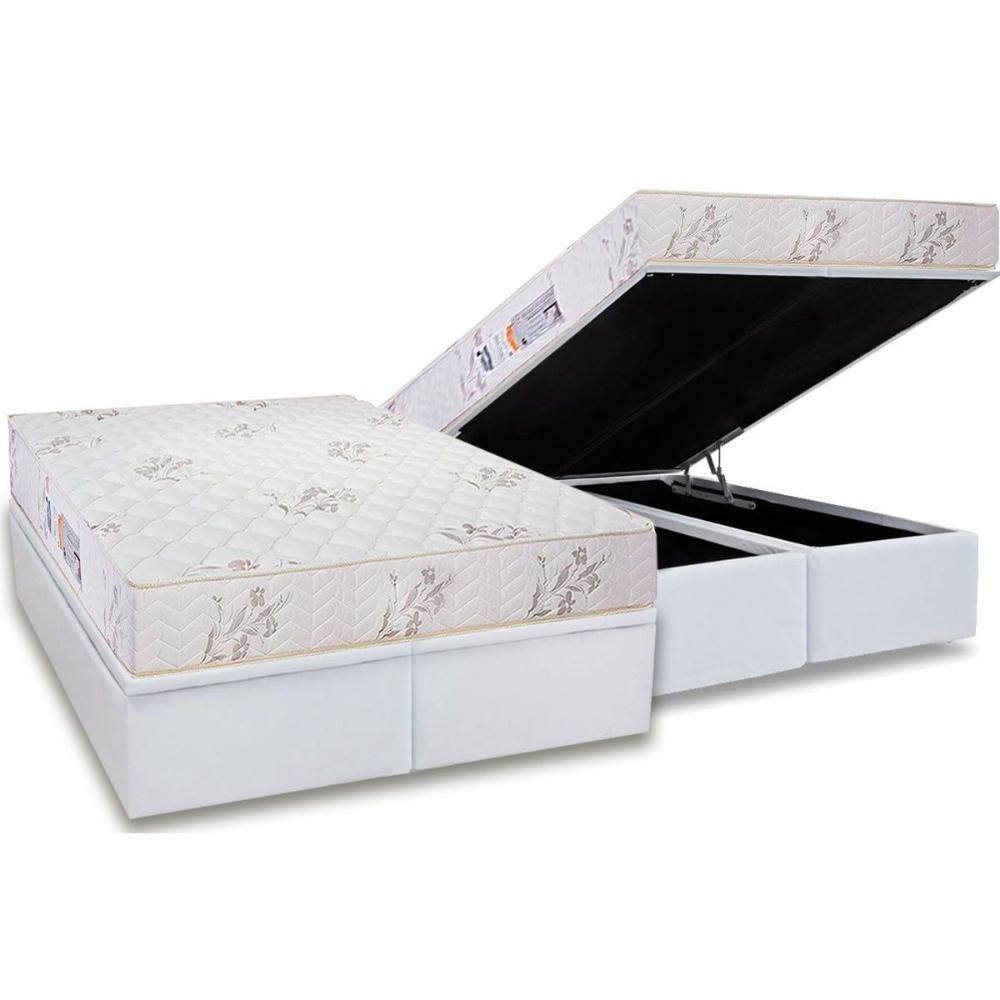 Conjunto Box Baú King: Colchão Espuma Luckspuma D45 Gran Luck + Base CRC Courano White(193x203)