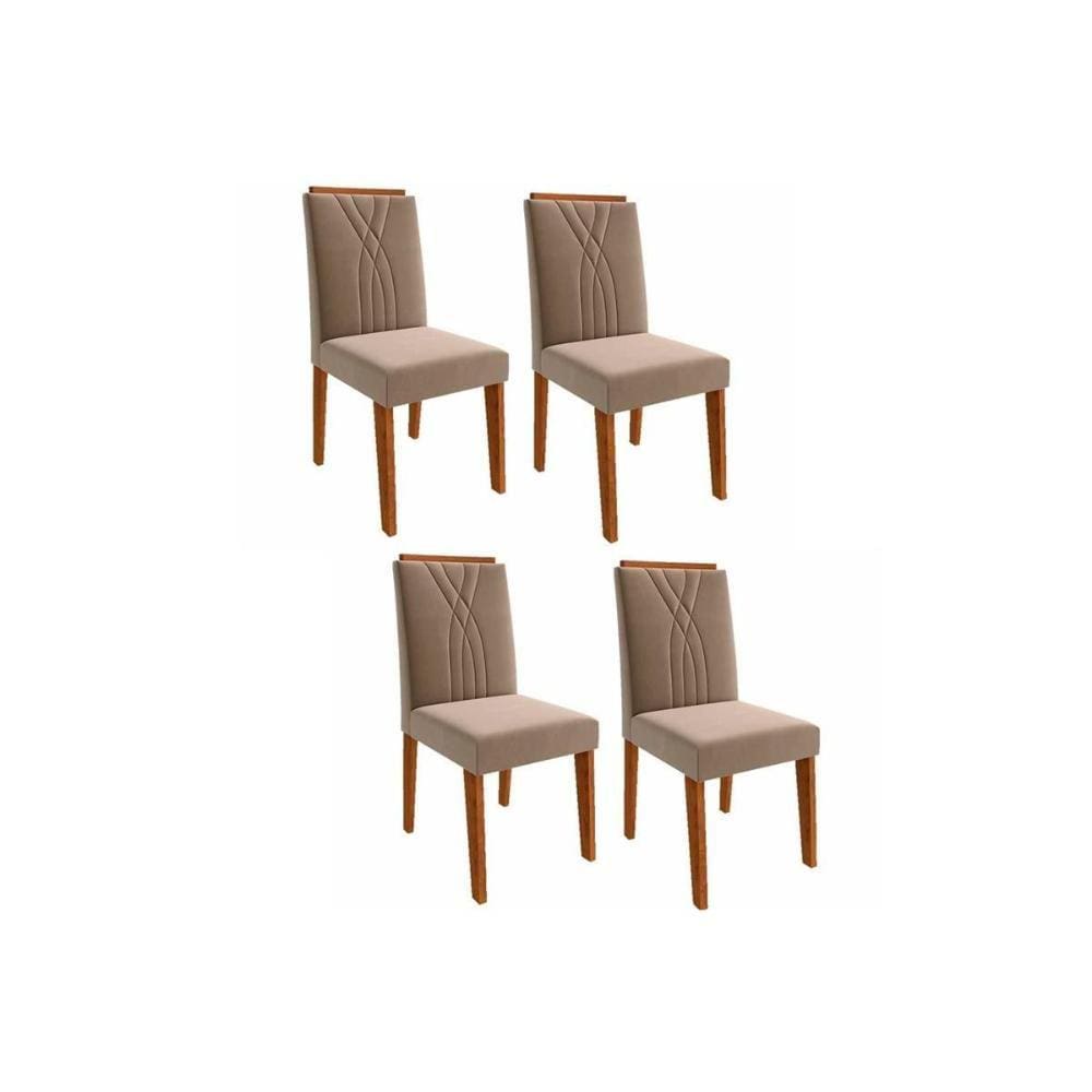 Cadeira Sala de Jantar Nicole Kit 4 Un Savana/Suede Joli - Cimol