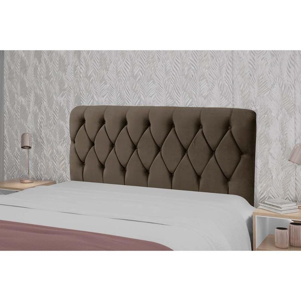 Cabeceira Cama Box Estofada Queen Viena Plus Queen 160 Veludo Cacau - Simbal