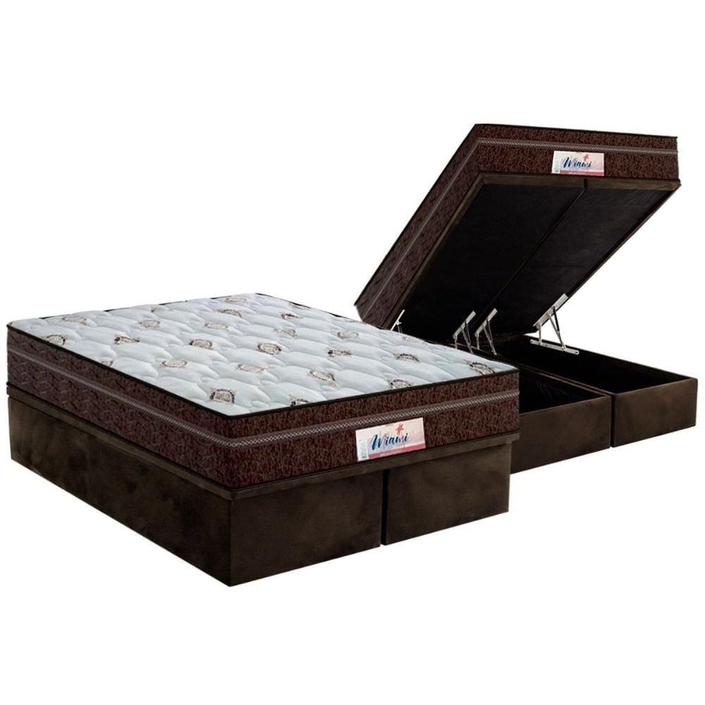 Conjunto Box Baú Queen: Colchão Molas Probel MasterPocket Ensacadas ProDormir Miami + Base CRC Suede Brown(158x198)