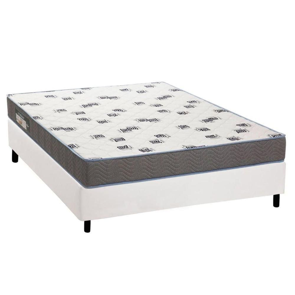 Cama Box Casal: Colchão Espuma D33 Ortobom Light Saúde + Base CRC Courano White(138x188)