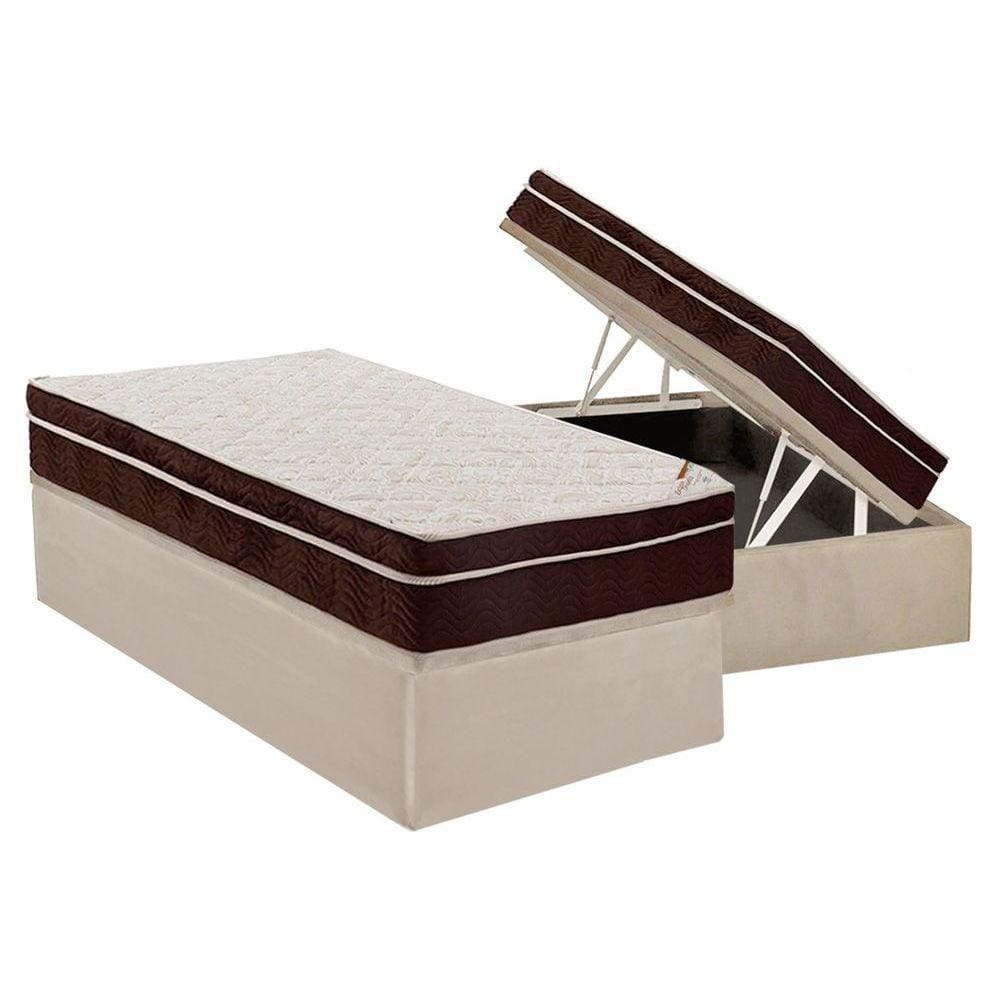 Cama Box Baú Solteiro: Colchão Ortopédico Ortobom Exclusive + Base CRC Suede Clean(88x188)