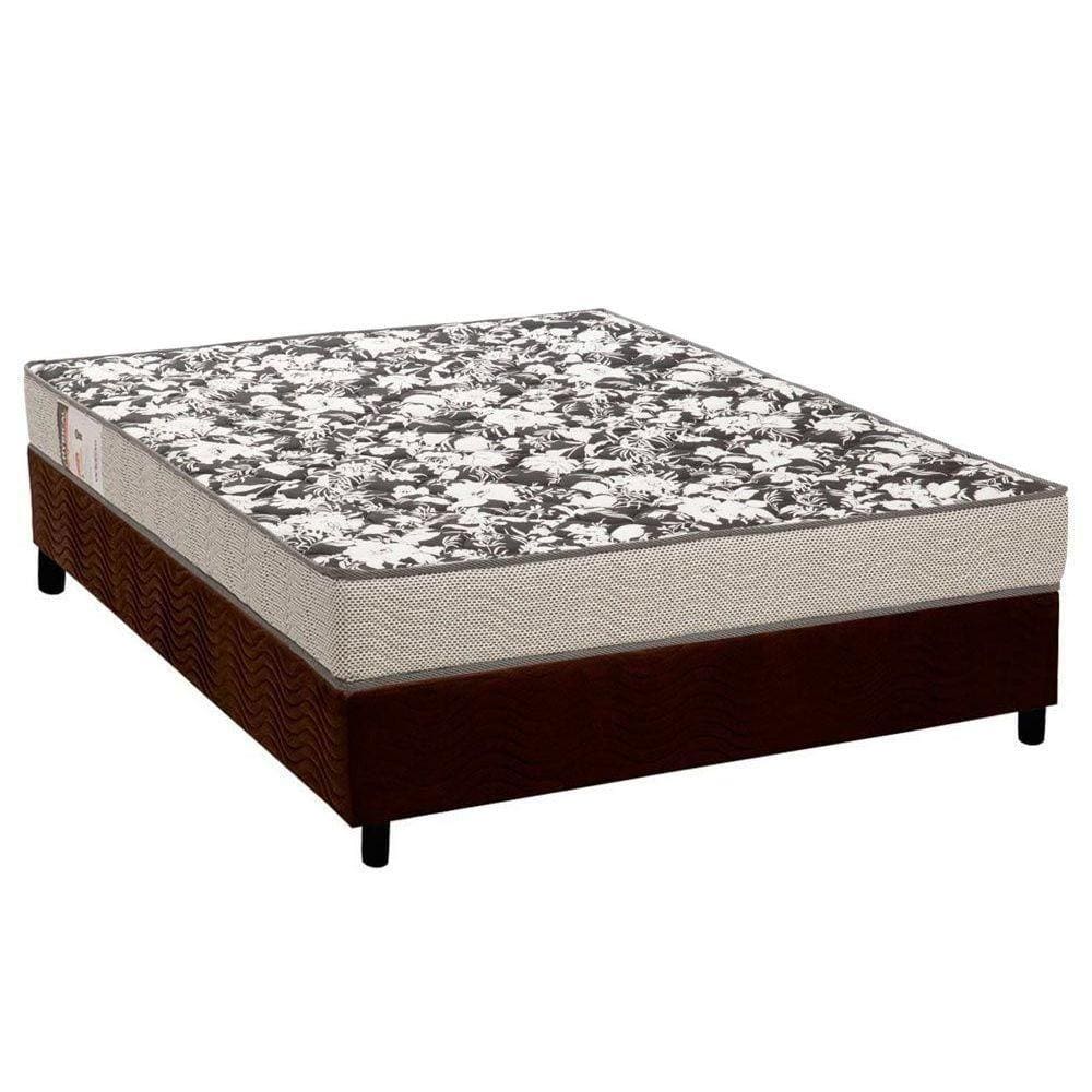 Cama Box Casal: Colchão Espuma Ortobom Physical Ultra Resistente + Base CRC Suede Brown(138x188)