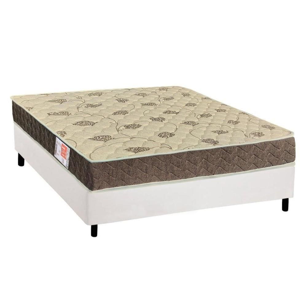 Cama Box Casal: Colchão Espuma D33 Orthoflex Comfortpedic Line + Base CRC Courano White(138x188)